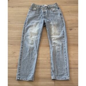 Princess Polly Crossover Waist Straight Leg Jeans Light Wash Blue Womens US 2